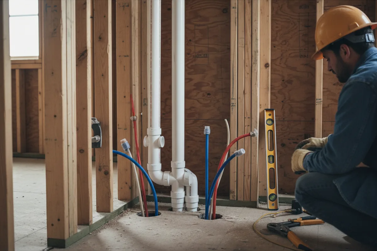 Drain and supply rough-in during Sump Pump Repair in Walnut Creek